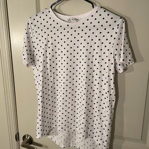White and black polka dot Zara shirt